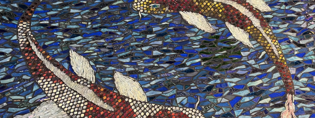 Fish and Lily Pad Pond Glass Tile Mosaic!