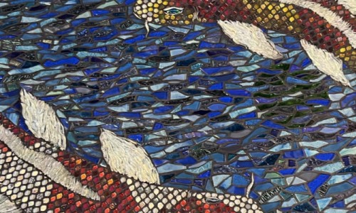 Fish and Lily Pad Pond Glass Tile Mosaic!