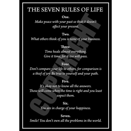 "The Seven Rules of Life" - 5″ × 7″ Blank Greeting Card With Envelope