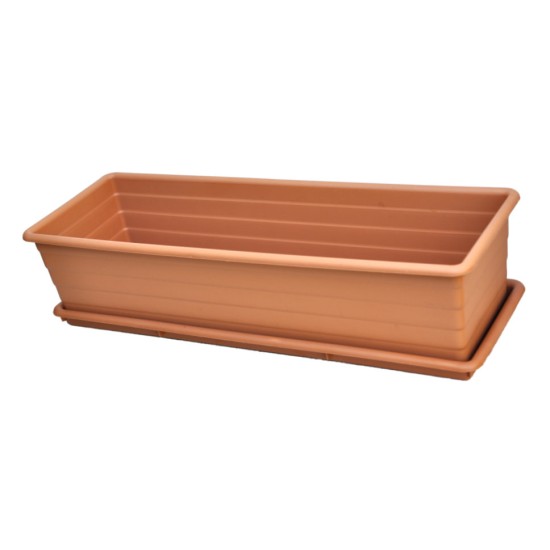 Six-Pack of 500 mm Window Boxes With Saucers - Terracotta and/or Heritage Green