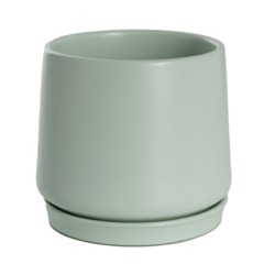 Matte "Sea Foam" Ceramic Pot with Drainage Hole and Attached Base