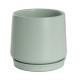 Matte "Sea Foam" Ceramic Pot with Drainage Hole and Attached Base