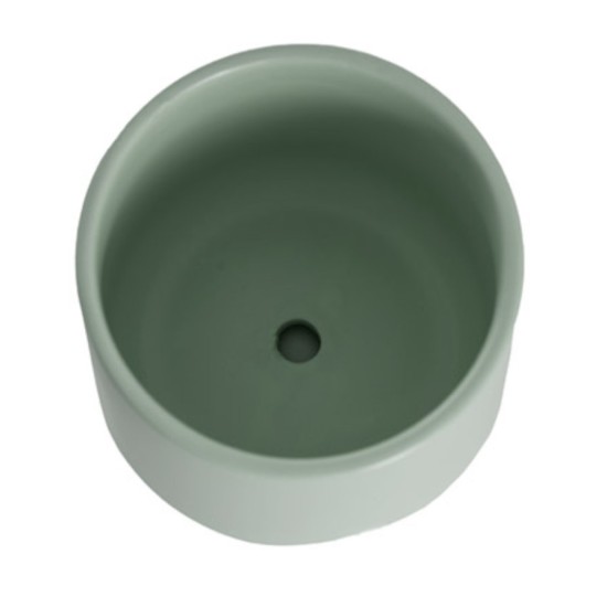 Matte "Sea Foam" Ceramic Pot with Drainage Hole and Attached Base